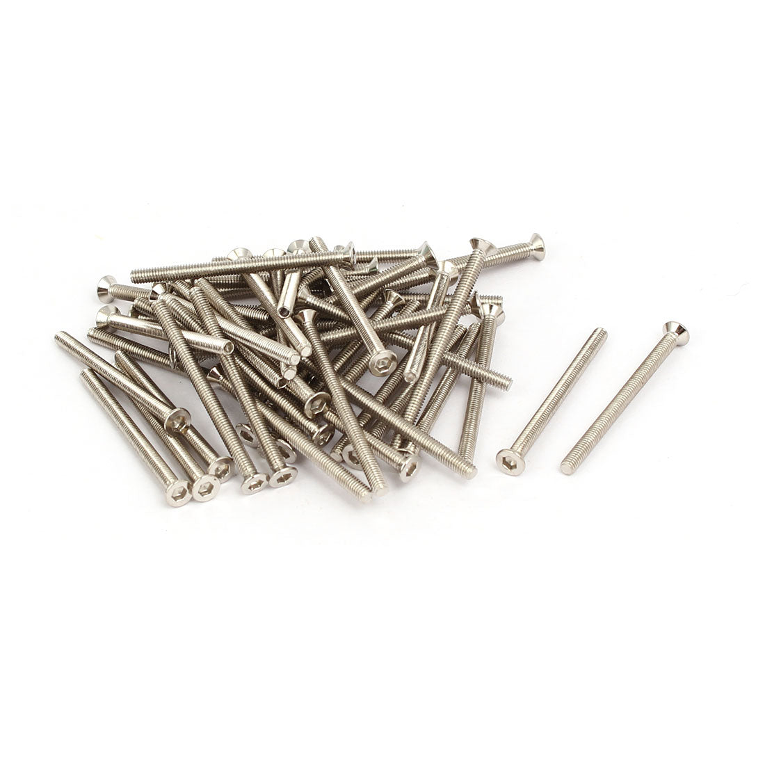 uxcell Uxcell M2.5x35mm Grade 10.9 Countersunk Flat Head Hex Socket Cap Screw Silver Tone 50pcs