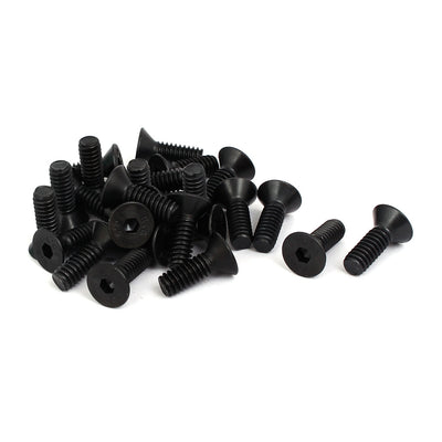 Harfington Uxcell 1/4" x 3/4" Grade 10.9 Countersunk Flat Head Hex Socket Cap Screw Black 25pcs