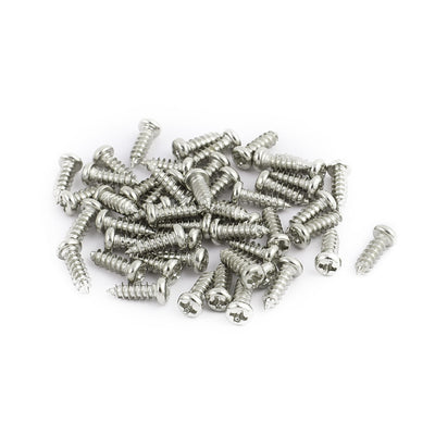 uxcell Uxcell 50Stk M2,5x8mm Edelstahl Kreuzschlitz Rund Kopf Selbst Klopfen Schraube Bohrer