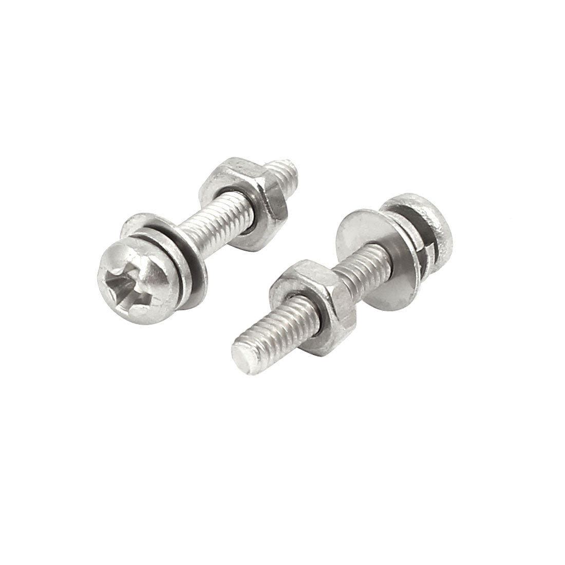 uxcell Uxcell M2x12mm 304 Stainless Steel Phillips Pan Head Bolt Screw Nut w Washer 25 Sets