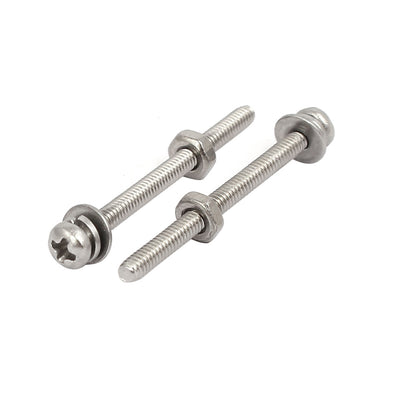 Harfington Uxcell M2x25mm 304 Stainless Steel Phillips Pan Head Bolt Screw Nut w Washer 20 Sets