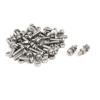 uxcell Uxcell 35 Sets Schraube M3x12mm 304 Edelstahl Kreuz Flacher Kopf Mutter mit Dichtung DE de