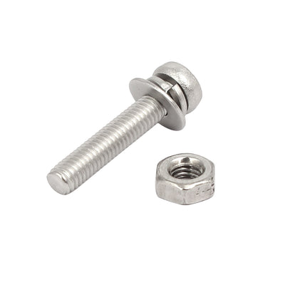 Harfington Uxcell M3x16mm 304 Stainless Steel Phillips Pan Head Bolt Screw Nut w Washer 45 Sets