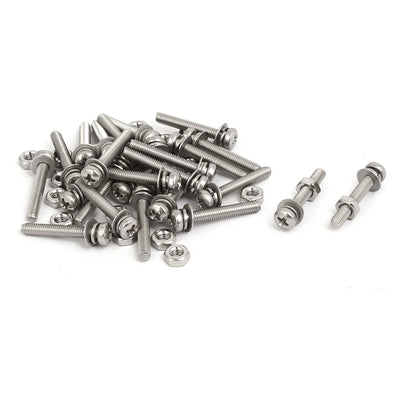 uxcell Uxcell 25 Sets M3x20mm 304 Edelstahl Kreuz Flacher Kopf Bolzen Mutter mit Dichtung DE de