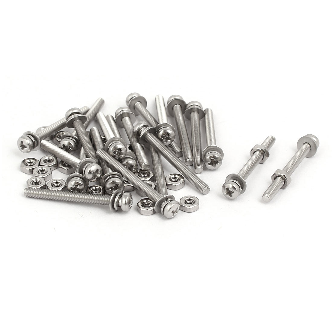 uxcell Uxcell M3x30mm 304 Stainless Steel Phillips Pan Head Bolt Screw Nut w Washer 20 Sets