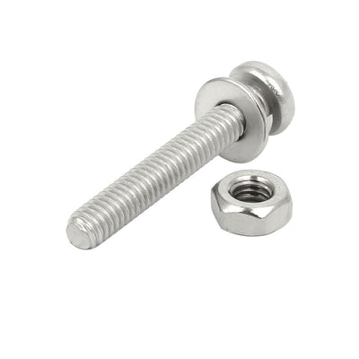 Harfington Uxcell M4x25mm 304 Stainless Steel Phillips Pan Head Bolt Screw Nut w Washer 15 Sets