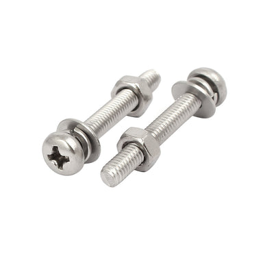 Harfington Uxcell M4x30mm 304 Stainless Steel Phillips Pan Head Bolt Screw Nut w Washer 20 Sets