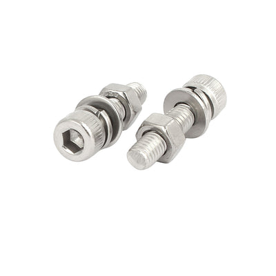 Harfington Uxcell M5x20mm 304 Stainless Steel Hex Socket Head Cap Bolt Screw Nut w Washer 12 Sets