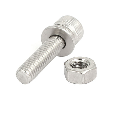 Harfington Uxcell M5x20mm 304 Stainless Steel Hex Socket Head Cap Bolt Screw Nut w Washer 12 Sets