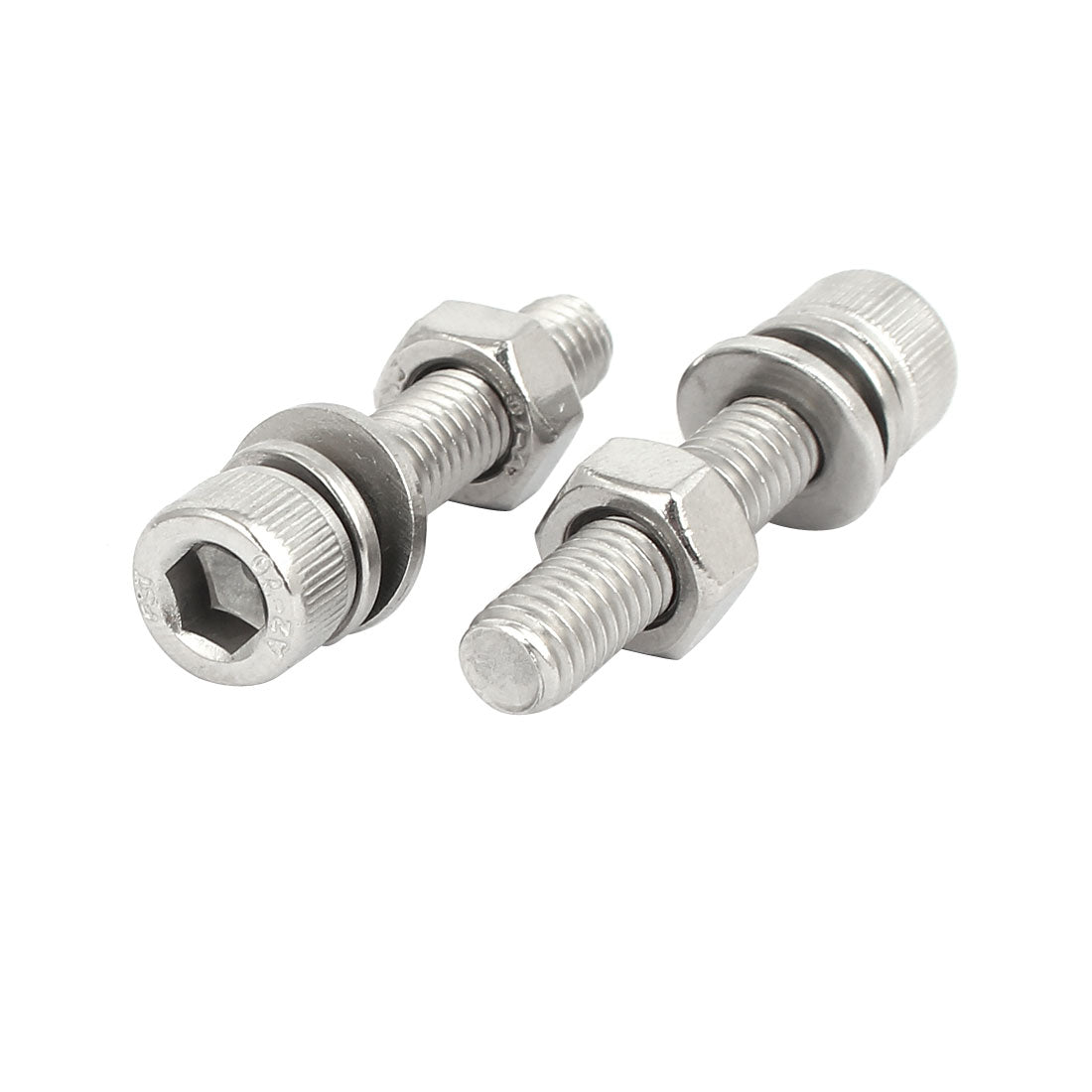 uxcell Uxcell M6x30mm 304 Stainless Steel Hex Socket Head Cap Bolt Screw Nut w Washer 8 Sets