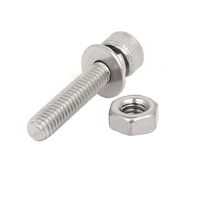 Harfington Uxcell M4x20mm 304 Stainless Steel Hex Socket Head Cap Bolt Screw Nut w Washer 25 Sets