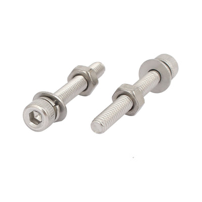 Harfington Uxcell M4x30mm 304 Stainless Steel Hex Socket Head Cap Bolt Screw Nut w Washer 18 Sets