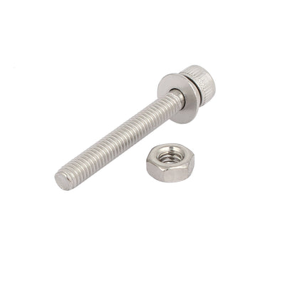 Harfington Uxcell M4x30mm 304 Stainless Steel Hex Socket Head Cap Bolt Screw Nut w Washer 18 Sets