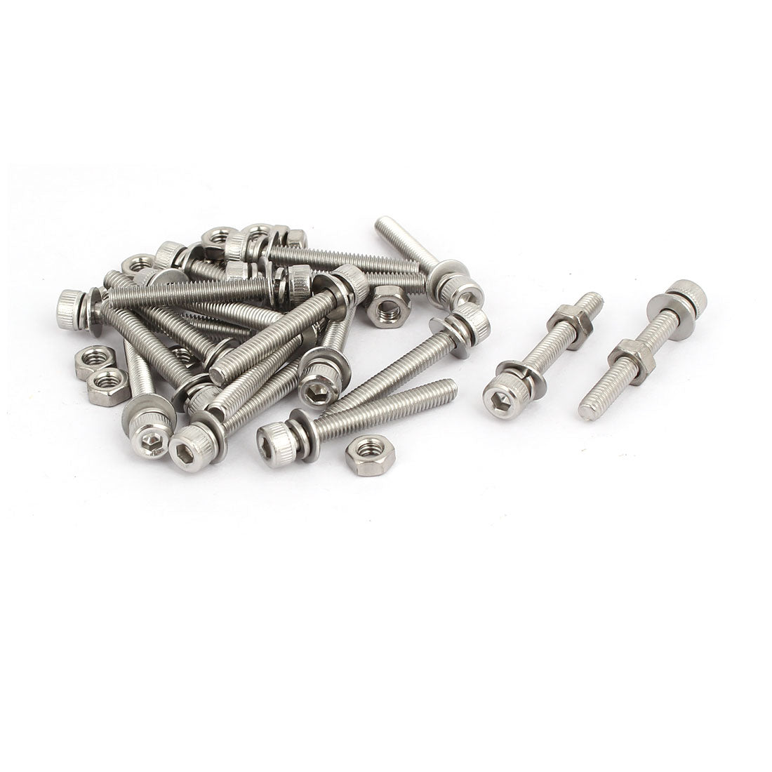 uxcell Uxcell M4x30mm 304 Stainless Steel Hex Socket Head Cap Bolt Screw Nut w Washer 18 Sets