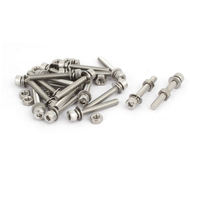 Harfington Uxcell M4x30mm 304 Stainless Steel Hex Socket Head Cap Bolt Screw Nut w Washer 18 Sets