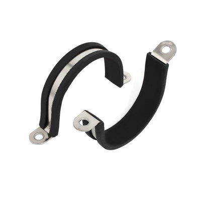 Harfington Uxcell 40mm Dia Rubber Lined U Shaped 304 Stainless Steel Pipe Clip Hose Clamp 4pcs