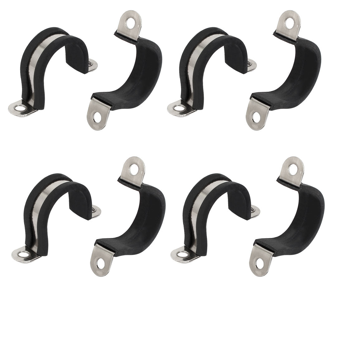 uxcell Uxcell 25mm Dia Rubber Lined U Shaped 304 Stainless Steel Pipe Clip Hose Clamp 8pcs