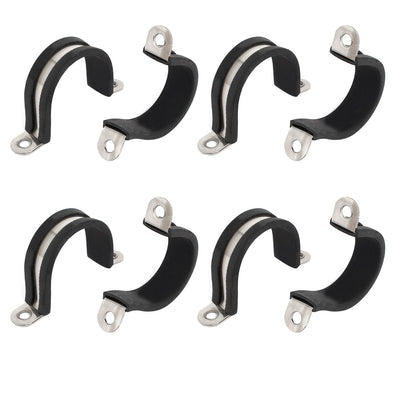 Harfington Uxcell 30mm Dia Rubber Lined U Shaped 304 Stainless Steel Pipe Clip Hose Clamp 8pcs