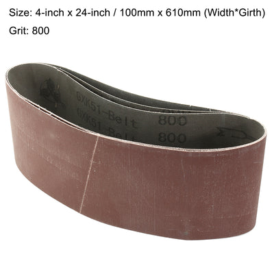 Harfington Uxcell 4-Inch x 24-Inch Aluminum Oxide Sanding Belt 800 Grits Flush Joint 3pcs