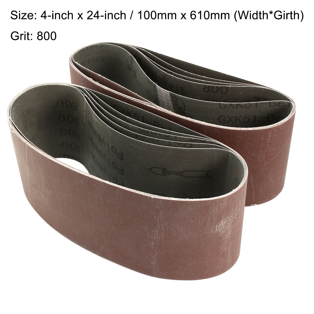 uxcell Uxcell 4-Inch x 24-Inch Aluminum Oxide Sanding Belt 800 Grits Flush Joint 10pcs