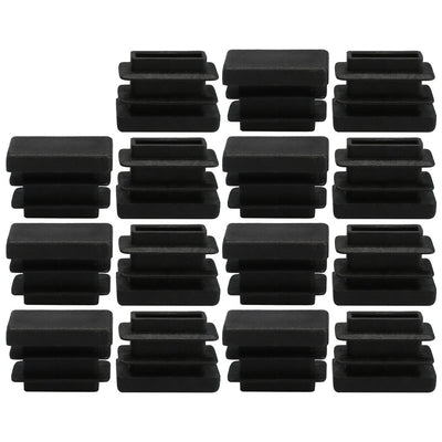 Harfington Uxcell Home Plastic Rectangle Chair Desk Leg Foot Cover Tube Insert Black 20mm x 10mm 15pcs