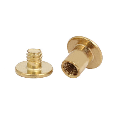 Harfington Uxcell 5mmx6mm Binding Chicago Screw Posts Nuts Docking Rivets Brass Tone 50pcs