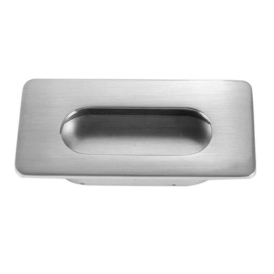 Harfington Uxcell 3" x 1-3/5" Recessed Sliding Door Handle Flush Pull Zinc Alloy Brushed Finish 2pcs