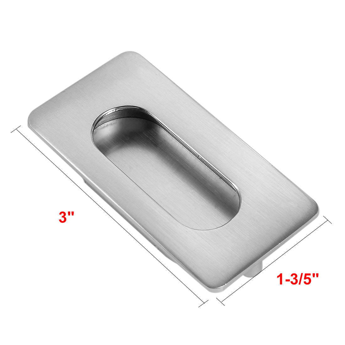 uxcell Uxcell 3" x 1-3/5" Recessed Sliding Door Handle Flush Pull Zinc Alloy Brushed Finish 2pcs