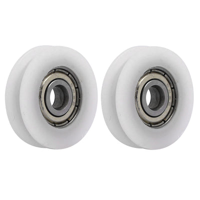 Harfington Uxcell 24mmx5mmx7mm Nylon U Groove Bearing Pulley Sliding Converyor Wheel White 2pcs