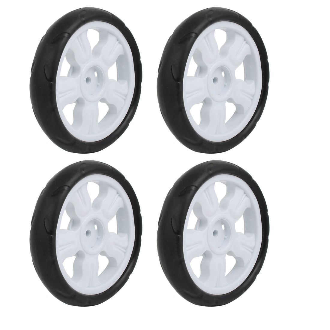 uxcell Uxcell 4pcs 190mm Dia Plastic Single Wheel Pulley Rolling Roller White 8x24mm