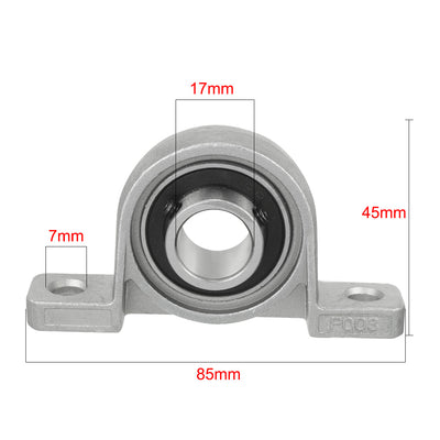 Harfington Uxcell 2pcs KP003 17mm Bore Zinc Alloy Inner Ball Mounted Pillow Block Insert Bearing