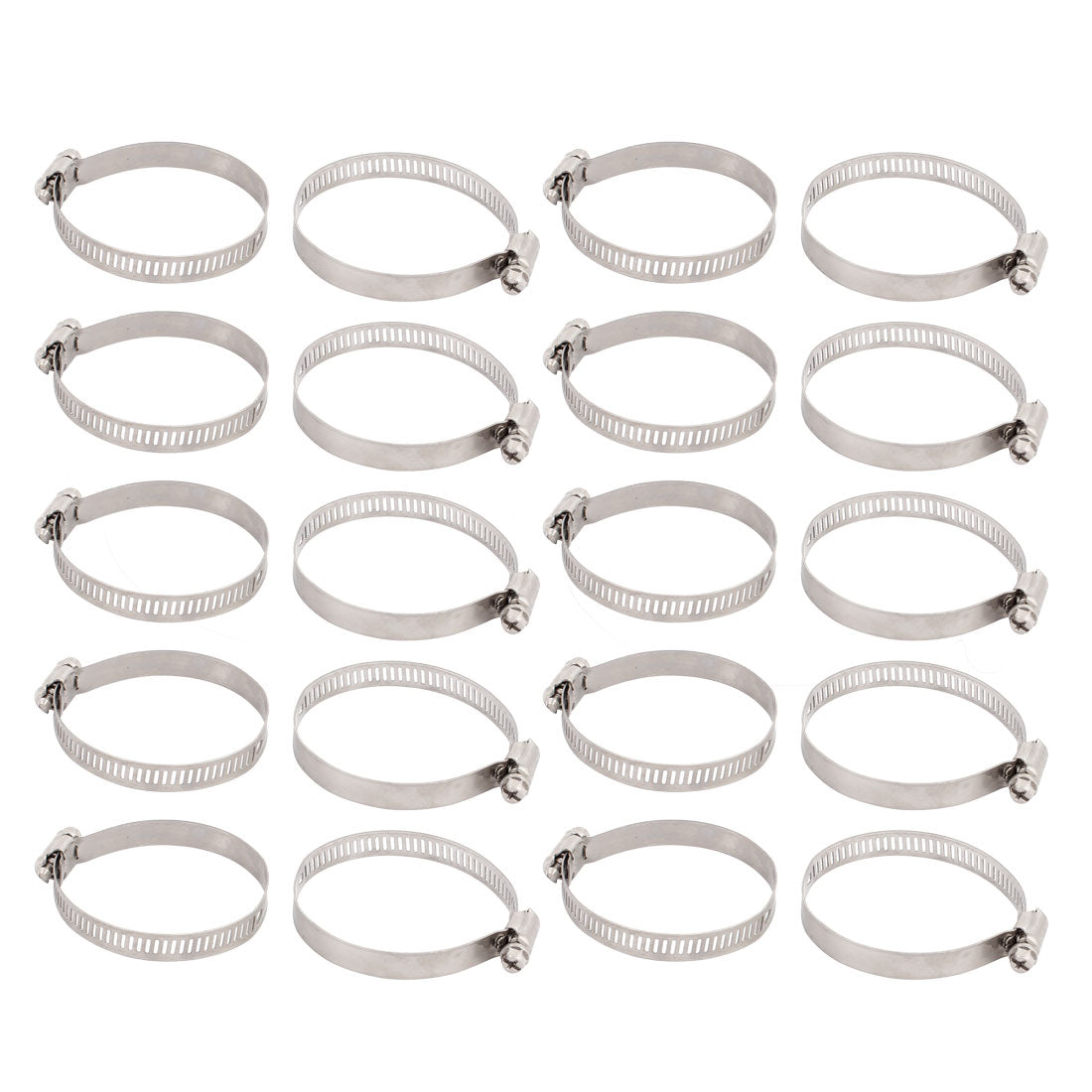 uxcell Uxcell 40mm-64mm Adjustable Range 10mm Width Stainless Steel  Gear Hose Clamp 20pcs