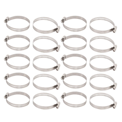 Harfington Uxcell 40mm-64mm Adjustable Range 10mm Width Stainless Steel  Gear Hose Clamp 20pcs