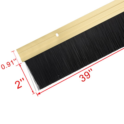 Harfington Uxcell Door Brush Bottom Sweep H-Shape Aluminum Alloy Holder Black PP Silicone Soft Brush