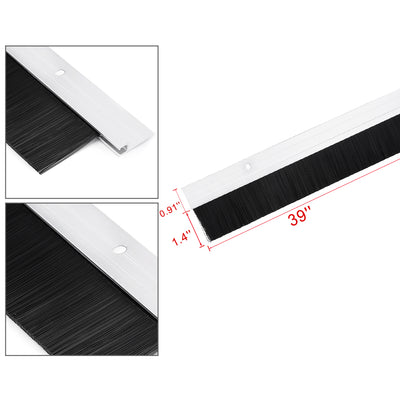 Harfington Uxcell Door Brush Bottom Sweep H-Shape Aluminum Alloy Holder Black PP Silicone Soft Brush