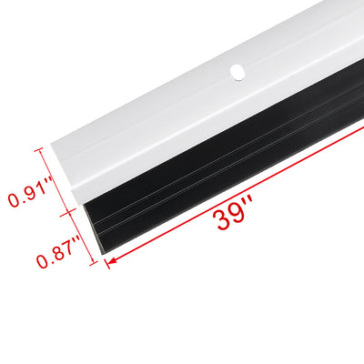 Harfington Uxcell Door Bottom Sweep White Aluminum Alloy w 0.9-inch Black Rubber Strip 1000mmx40mm(Approx 39-inch x 1.6-inch)