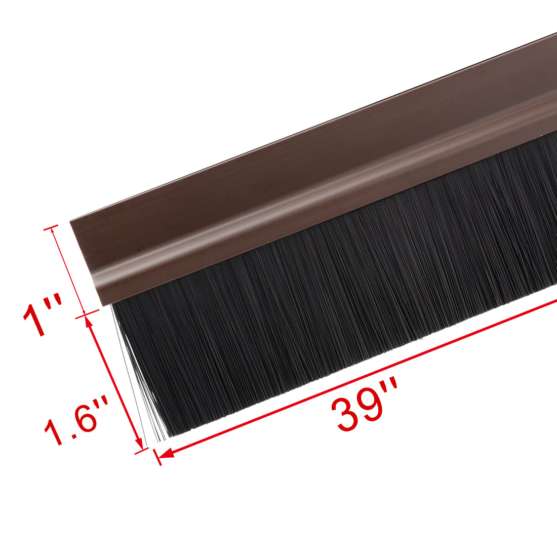 uxcell Uxcell Self-Adhesive Door Bottom Sweep Brown Plastic w 1.6-inch Black PVC Soft Brush 39-inch x 2.5-inch