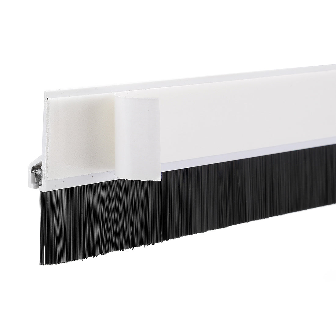 uxcell Uxcell Self-Adhesive Door Bottom Sweep White Plastic w 0.8-inch Black PVC Soft Brush 39-inch x 1.8-inch