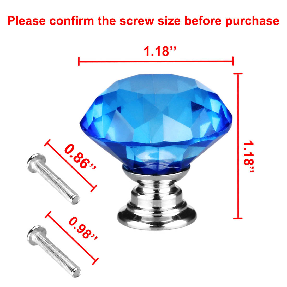 uxcell Uxcell 30mm Crystal Glass Diamond Shape Drawer Knobs Cabinet Pull Handle New Blue 10pcs