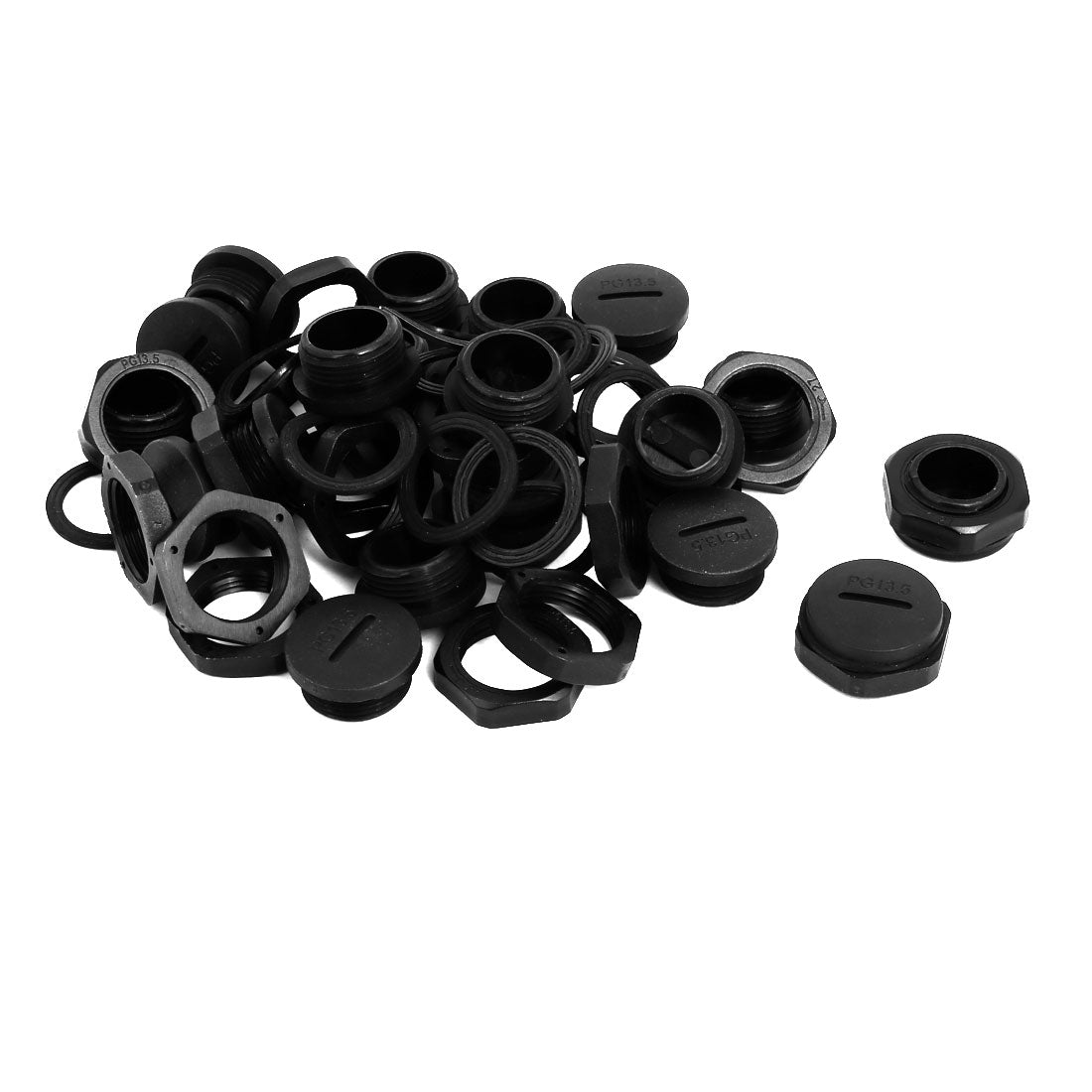 uxcell Uxcell PG13.5 Nylon Male Threaded Cable Gland Screw End Cap Cover Black 20pcs