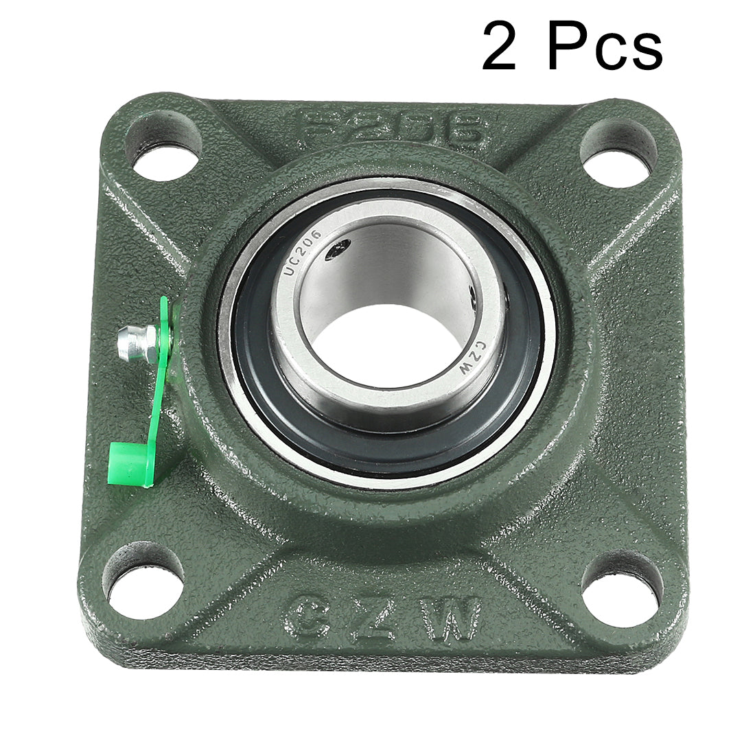 uxcell Uxcell 2pcs Pillow Block Bearing UCF206 30mm Mounted Bear Square Flange Green