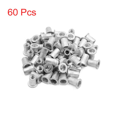 uxcell Uxcell 60pcs M6 Silver Tone Flat Head Rivet Nut Insert  for Car Vehicle