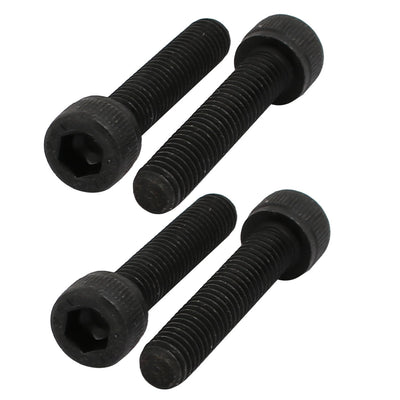 uxcell Uxcell 4pcs M6x30mm 12.9 Grade Hex Socket Cap Left Hand Thread Screw Bolt Black