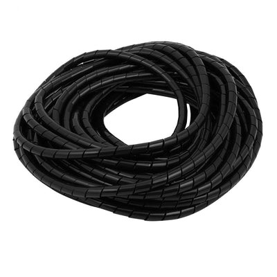 Harfington Uxcell 10M Length 8mm Dia Flexible Cable Wire Wrap Spiral Tube Cord Management Black