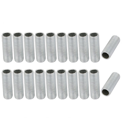 uxcell Uxcell 20Pcs M10 Full Threaded Lamp Nipple Straight Pass-Through Pipe Connector 30mm Length