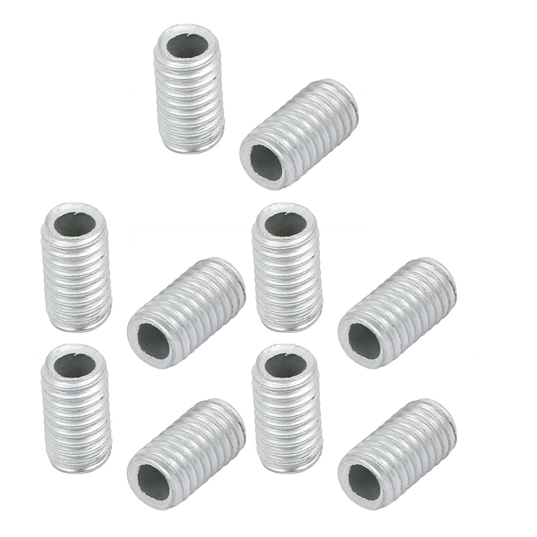 uxcell Uxcell 10Pcs M6 Full Threaded Lamp Nipple Straight Pass-Through Pipe Connector 10mm Length