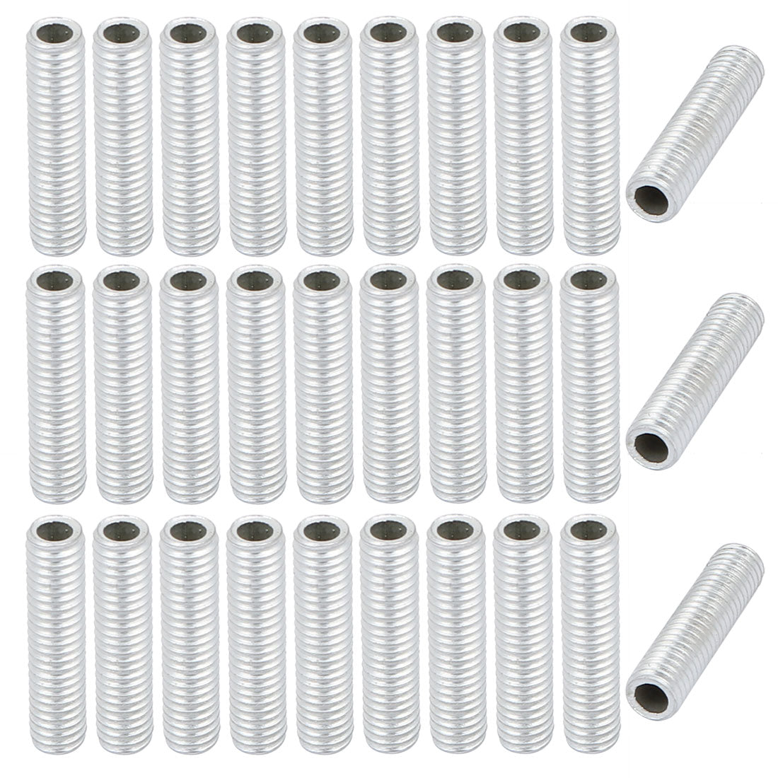 uxcell Uxcell 30Pcs M6 Full Threaded Lamp Nipple Straight Pass-Through Pipe Connector 25mm Length