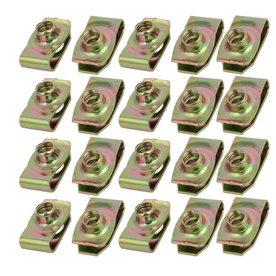 Harfington Uxcell 20pcs Spring Steel Speed Fastener Extruded U Nut Brass Tone for M8 Screw