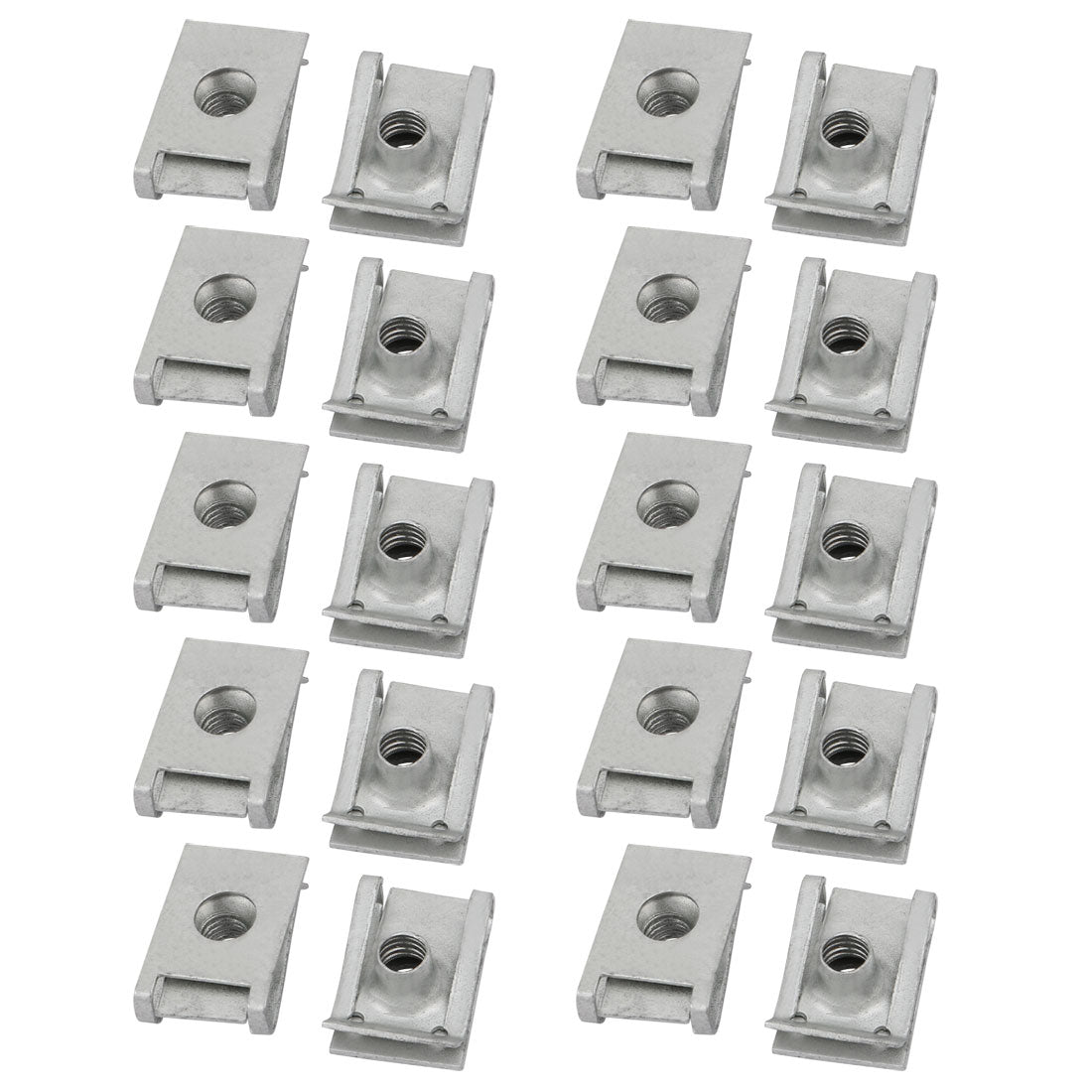 uxcell Uxcell M6 24mmx16mm 65Mn Spring Steel White Zinc Plated Extruded U Nut Clip 20pcs