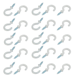 sourcingmap 3/4 inch Plastic Coated Screw-In Open Cup Ceiling Hooks Hangers White 25pcs